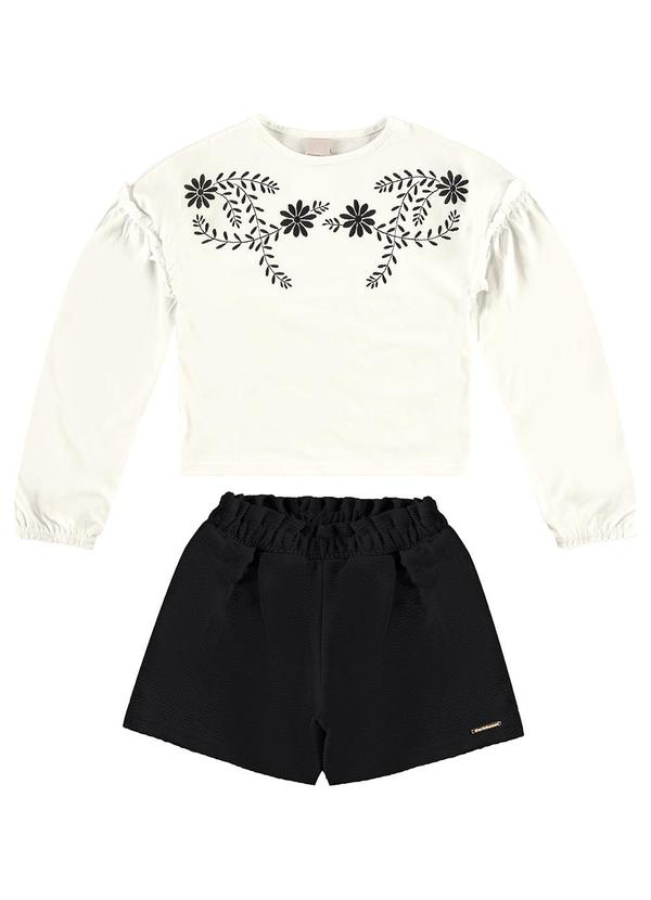 Carinhoso - Conjunto Bordado Floral Menina Carinhoso Bege 1