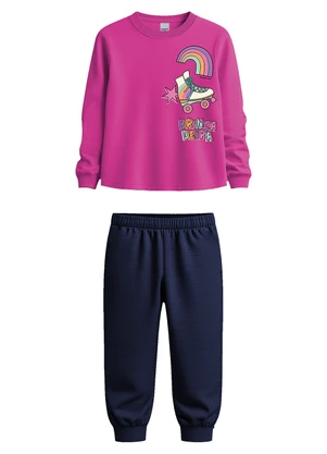 Malwee Kids - Conjunto Brincadeira em Moletom Rosa Escuro - MALWEE KIDS