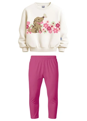 Malwee Kids - Conjunto Cachorro e Flores Bege - MALWEE KIDS