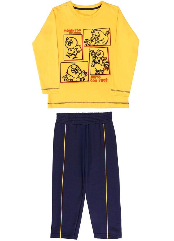 Galinha Pintadinha - Conjunto Camiseta Calça Moletinho Amarelo
