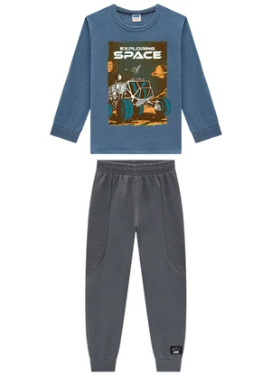 Marlan - Conjunto Camiseta e Calça em Moletinho Azul - MARLAN