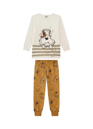 Marlan - Conjunto Camiseta e Calça em Moletinho Bege - MARLAN