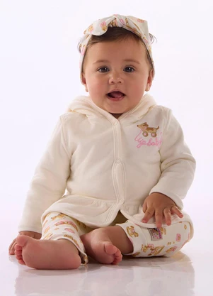 Up Baby - Conjunto Cardigan Calça Branco - UP BABY