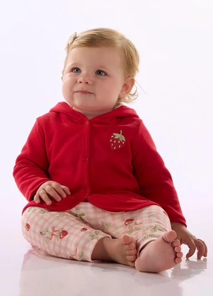 Up Baby - Conjunto Cardigan Calça Vermelho - UP BABY
