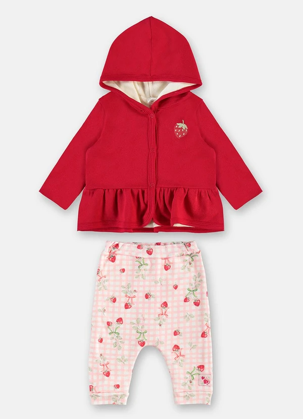 Up Baby - Conjunto Cardigan Calça Vermelho 3