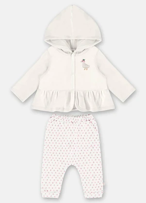 Up Baby - Conjunto Cardigan e Calça Bebê Bege - UP BABY