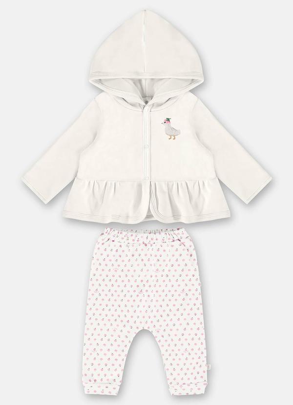 Up Baby - Conjunto Cardigan e Calça Bebê Bege