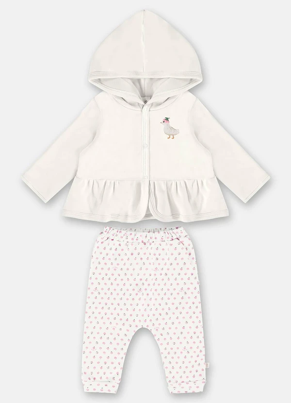 Up Baby - Conjunto Cardigan e Calça Bebê Bege