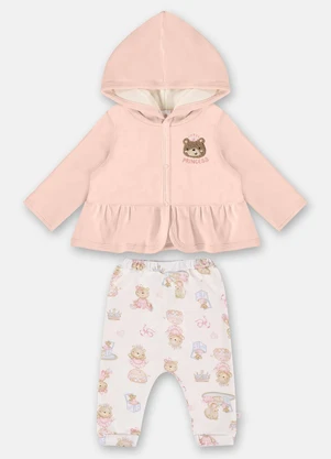 Up Baby - Conjunto Cardigan e Calça Bebê Rosa - UP BABY