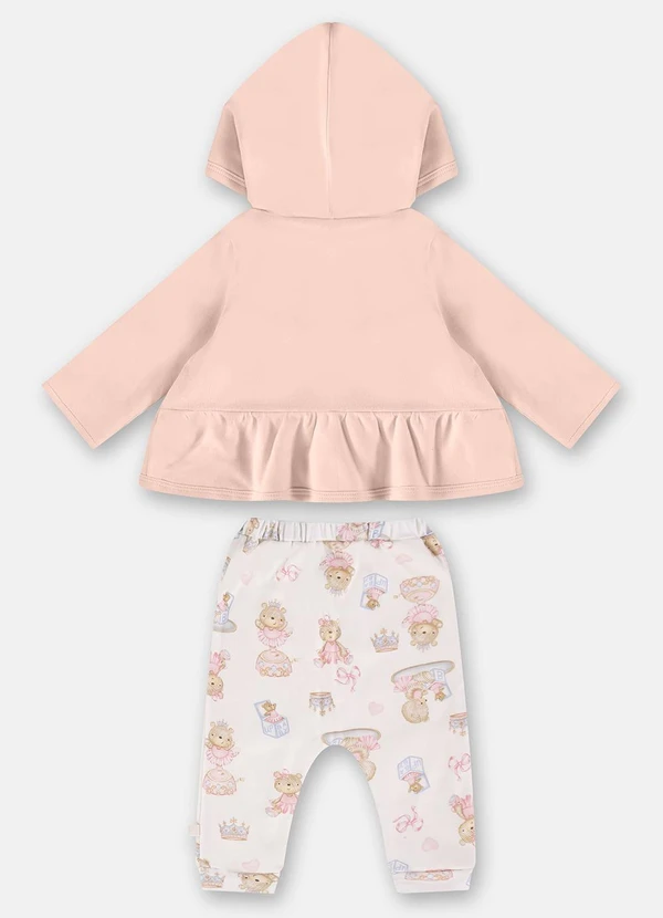 Up Baby - Conjunto Cardigan e Calça Bebê Rosa 2