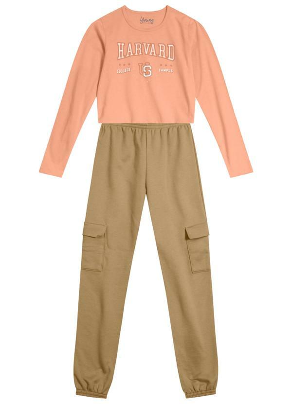 Brandili - Conjunto Cargo Teen Menina Laranja