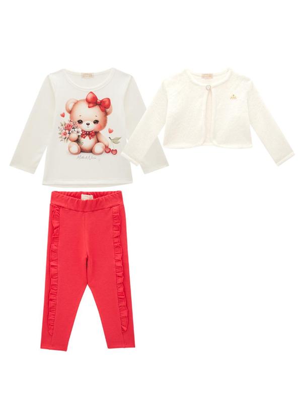 Milli e Nina - Conjunto Casaco Blusa e Legging em Pelo Bege 2