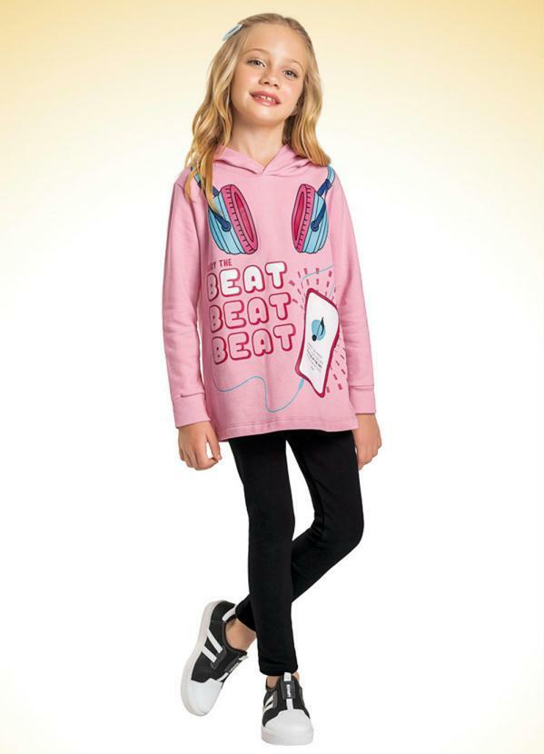 For Fun - Conjunto Casaco C/Capuz/Legging Rosa