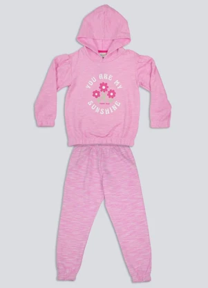 Fakini Kids - Conjunto Casaco com Capuz e Calca Rosa - FAKINI KIDS