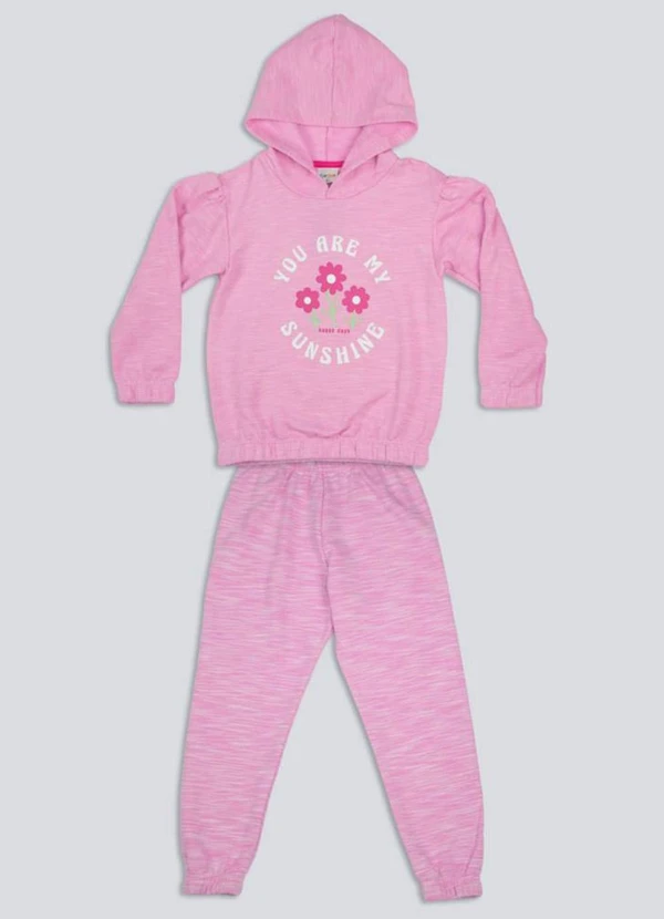 Fakini Kids - Conjunto Casaco com Capuz e Calca Rosa