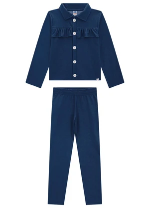 Marlan - Conjunto Casaco e Legging Jeans Azul - MARLAN