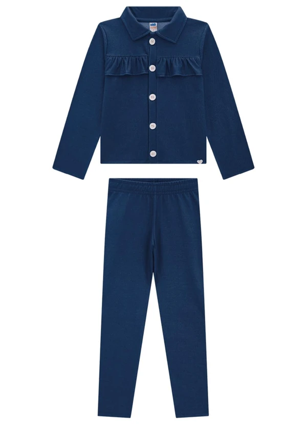 Marlan - Conjunto Casaco e Legging Jeans Azul