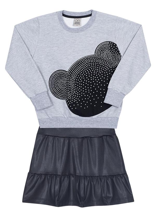 Randa Mundu - Conjunto Casaco Moletom/Shorts Saia Cinza