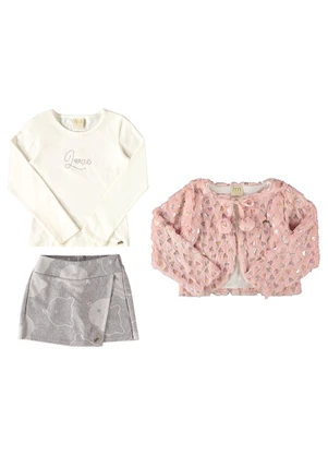 Milli e Nina - Conjunto Casaqueto, Blusa e Short Saia Rosa - MILLI E NINA