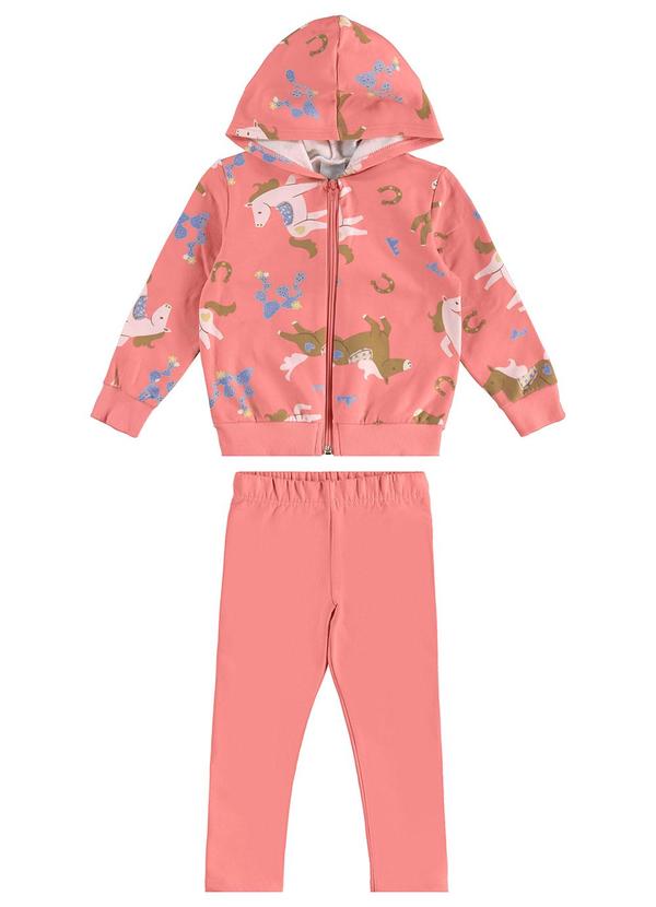 Malwee Kids - Conjunto Cavalinhos em Moletom Stretch Laranja