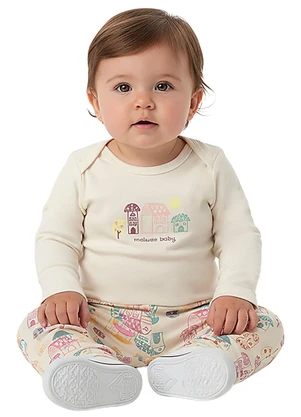 Malwee Kids - Conjunto Clochard Casinhas Off White - MALWEE KIDS