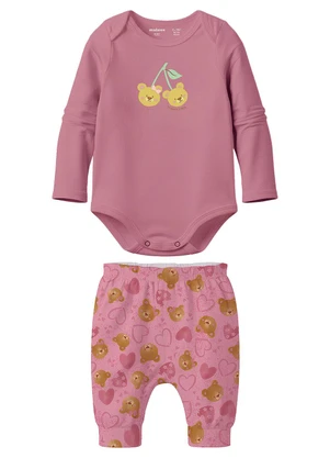 Malwee Kids - Conjunto Clochard Cerejas de Ursinhos Rosê - MALWEE KIDS