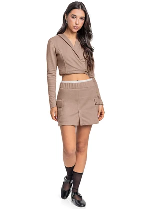 Gloss Conjunto com Blazer e Short-Saia Marrom