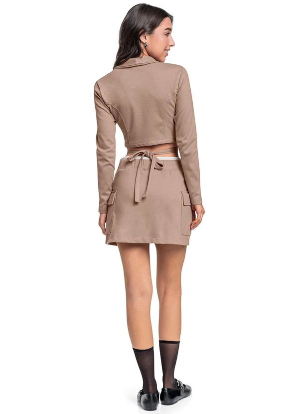 Gloss - Conjunto com Blazer e Short-Saia Marrom 2