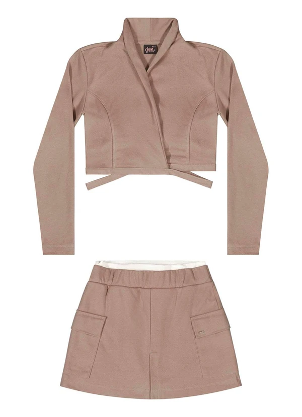 Gloss - Conjunto com Blazer e Short-Saia Marrom 3