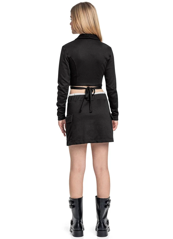 Gloss - Conjunto com Blazer e Short-Saia Preto 2