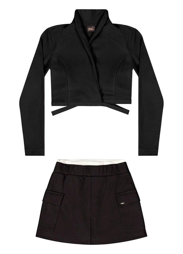 Gloss - Conjunto com Blazer e Short-Saia Preto 3