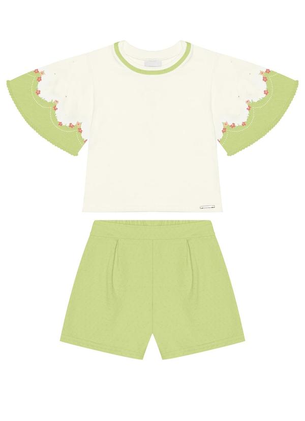 Alakazoo - Conjunto com Blusa de Manga Curta e Shorts Verde