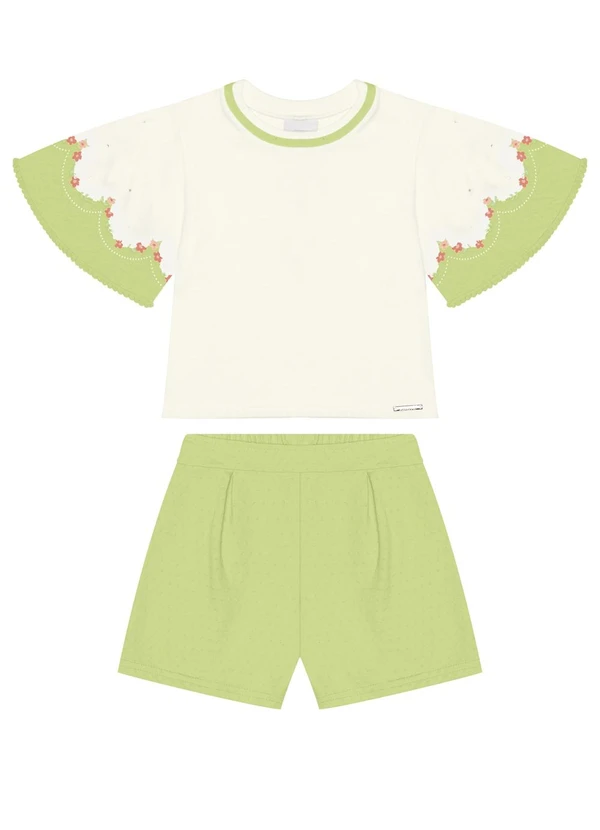 Alakazoo - Conjunto com Blusa de Manga Curta e Shorts Verde