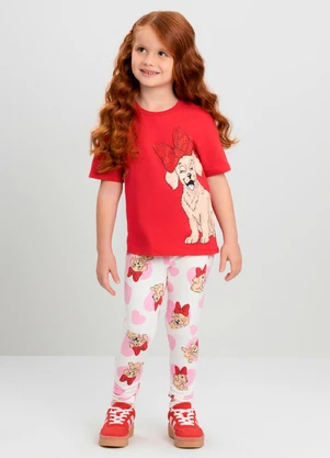 Conjunto com Blusa e Calça Legging Quimby Vermelho - QUIMBY