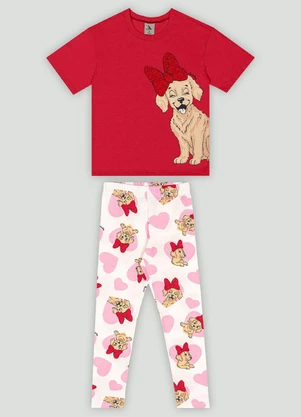 Conjunto com Blusa e Calça Legging Quimby Vermelho - QUIMBY