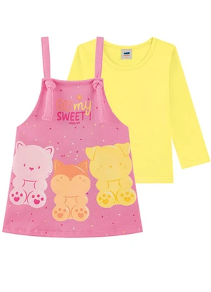 Marlan - Conjunto com Blusa e Salopete Estampada Rosa - MARLAN