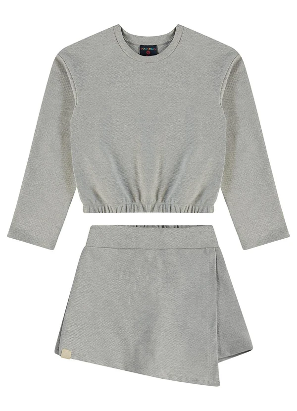 Guloseima - Conjunto com Blusa e Short-Saia Cinza