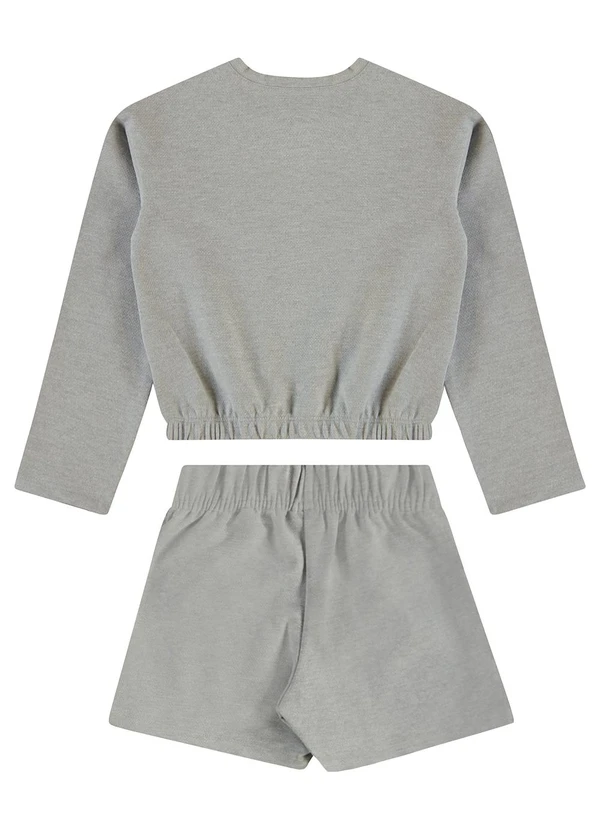 Guloseima - Conjunto com Blusa e Short-Saia Cinza 2