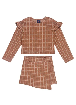 Guloseima - Conjunto com Blusa e Short-Saia Marrom - GULOSEIMA