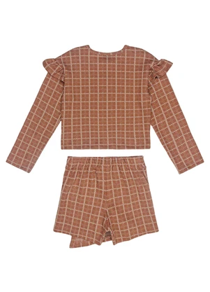 Guloseima - Conjunto com Blusa e Short-Saia Marrom - GULOSEIMA