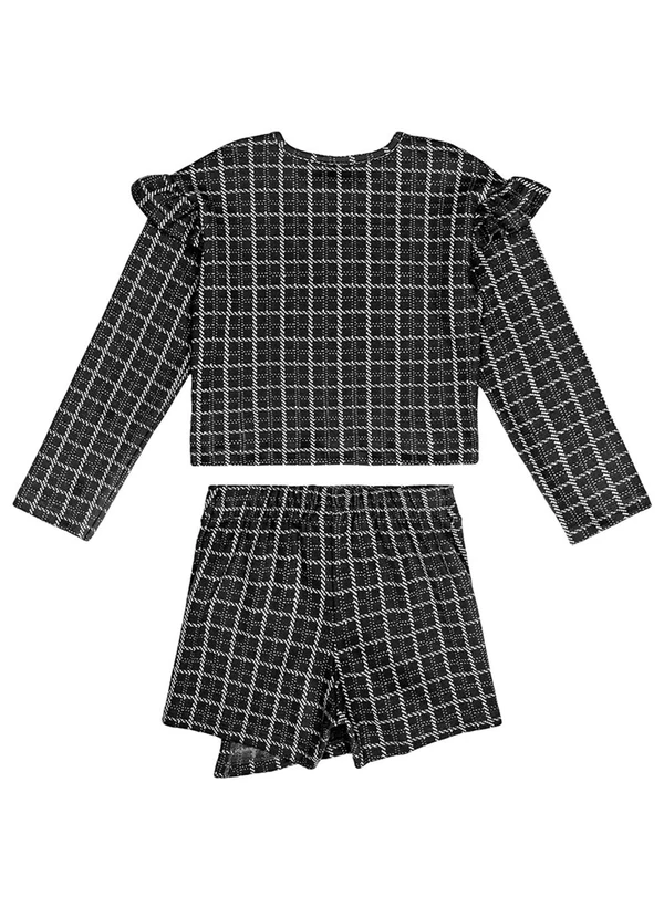 Guloseima - Conjunto com Blusa e Short-Saia Preto 2