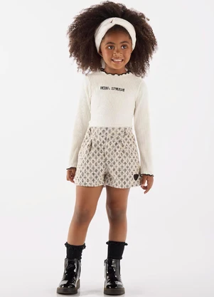 Up Baby - Conjunto com Blusa e Shorts Bege - UP BABY