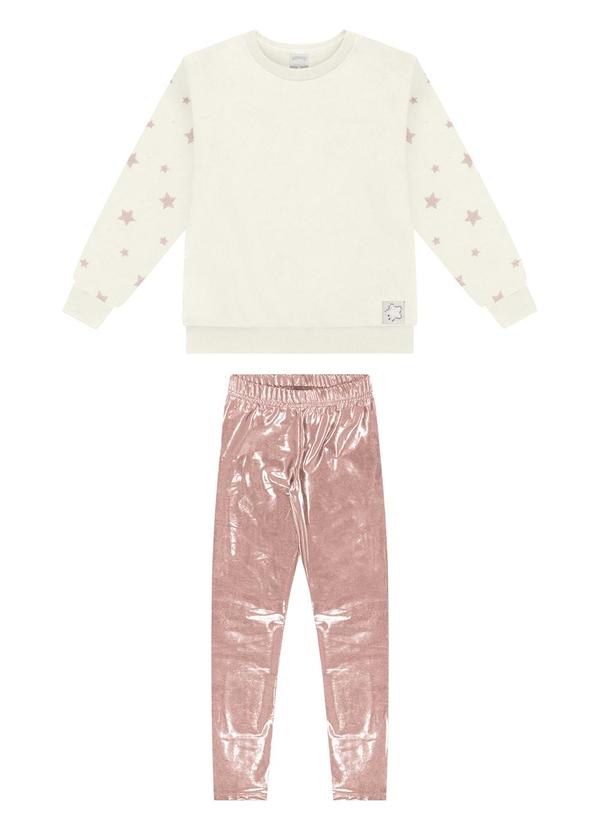 Alakazoo - Conjunto com Blusão e Calça em Malha Foil Off White