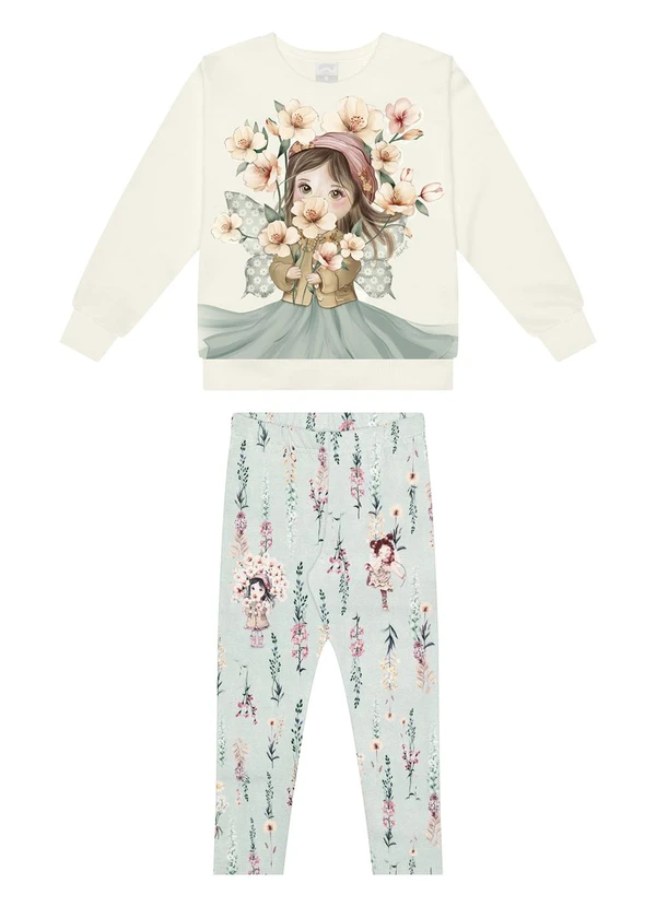 Alakazoo - Conjunto com Blusão e Calça em Malha Soft Verde