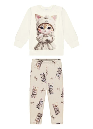 Alakazoo - Conjunto com Blusão e Calça Estampada Bege - ALAKAZOO