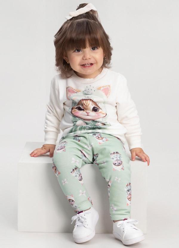 Alakazoo - Conjunto com Blusão e Calça Estampada Verde