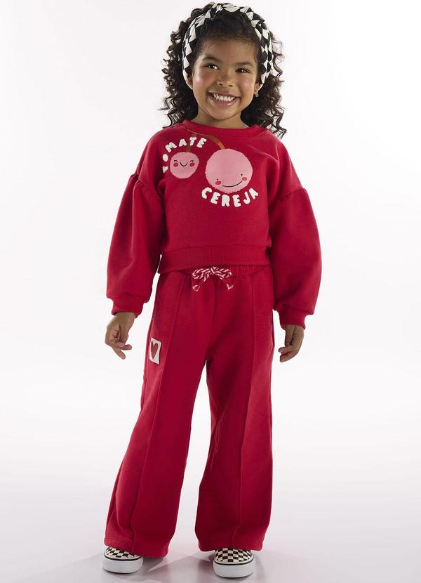 Três e Já - Conjunto com Blusão e Calça Vermelho