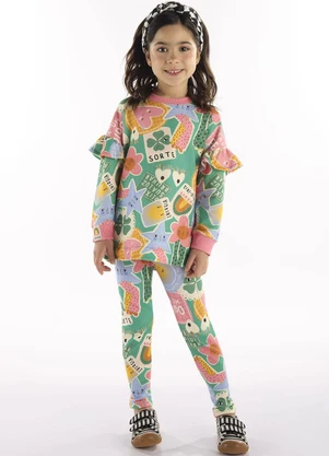 Três e Já - Conjunto com Blusão e Legging Verde - TRÊS E JÁ