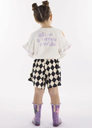 Três e Já - Conjunto com Blusão e Short Bege - TRÊS E JÁ