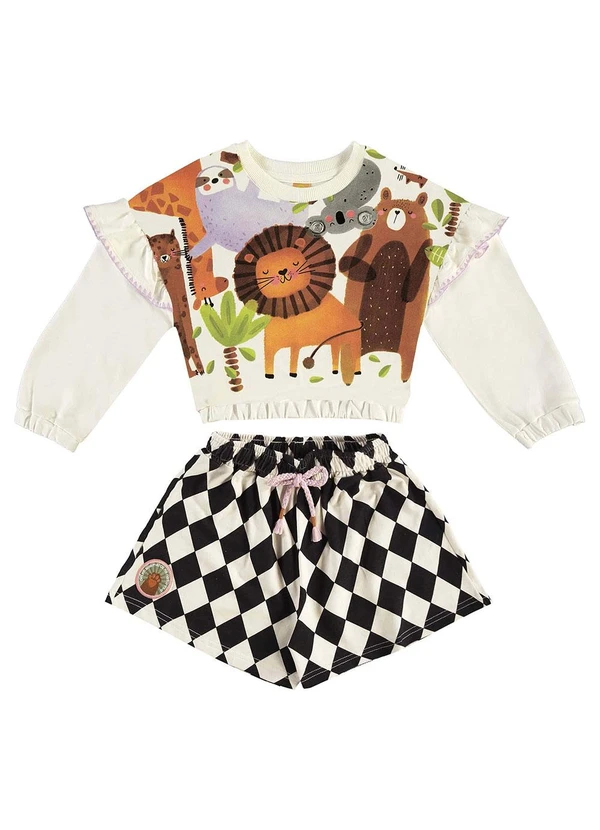 Três e Já - Conjunto com Blusão e Short Bege 3